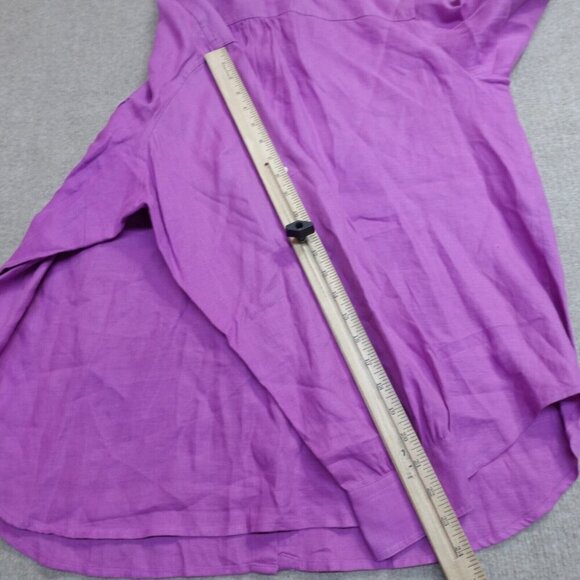 Lauren Ralph Lauren Womens Shirt 2X Purple Safari Tab Sleeves 100% Linen - Picture 8 of 9